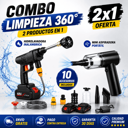Hidrolavadora + 10 accesorios + Aspiradora 2 en 1