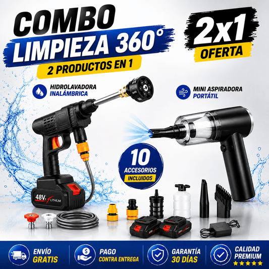 Hidrolavadora + 10 accesorios + Aspiradora 2 en 1
